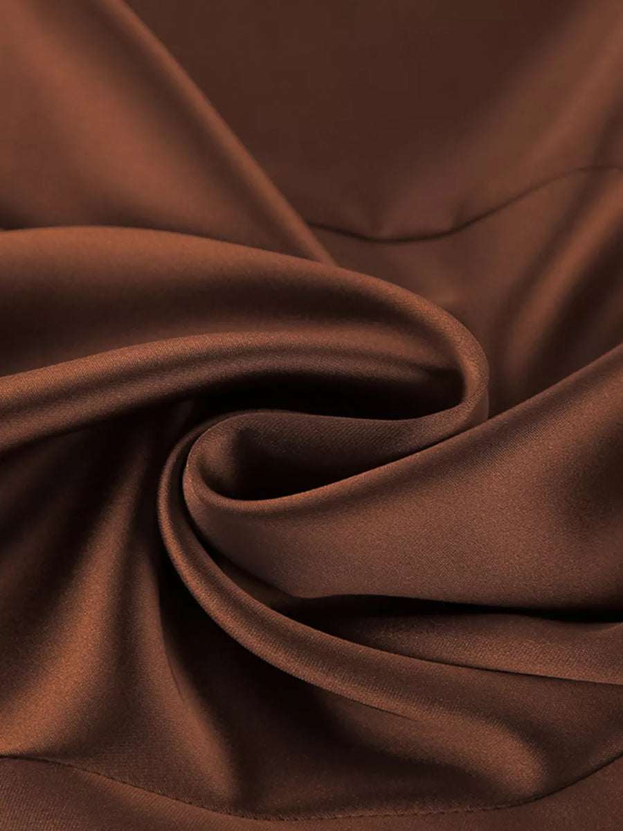 chocolate brown camisole with asymmetric hem and sleeveless