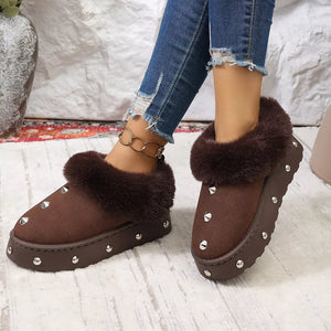 boots in Coffee Brown with studded and ankle-length