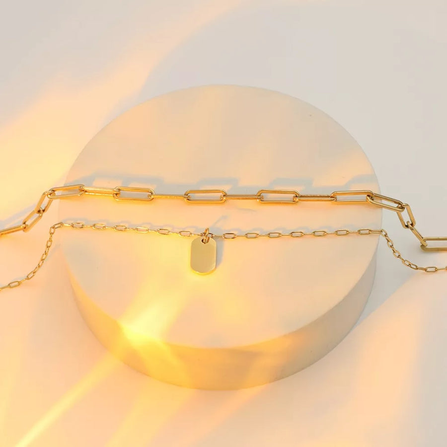 18k Gold-plated Double Layered Necklace in gold with double layered