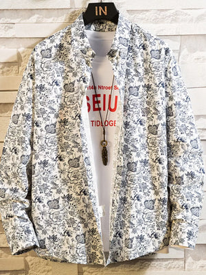 Floral Men's Plus Size Printed Button Up Shirt