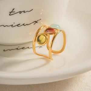 seafoam green ring featuring open cuff style and geometric