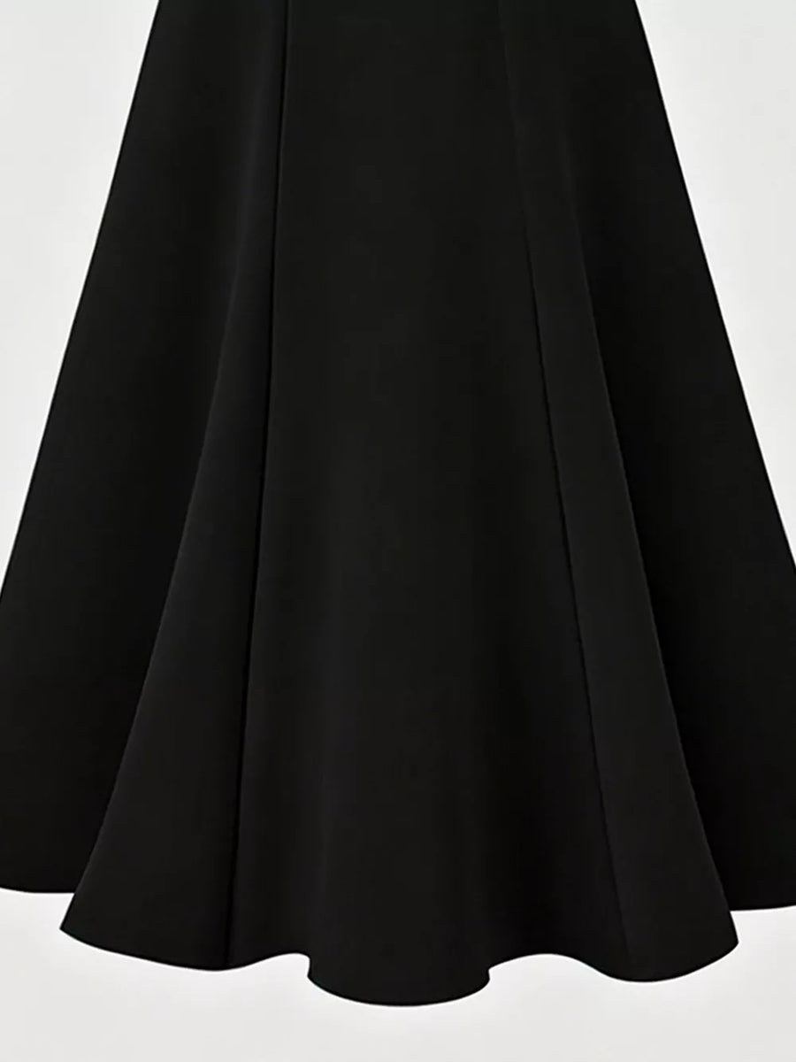 A-line Midi Skirt With Elastic Waistband, view 16