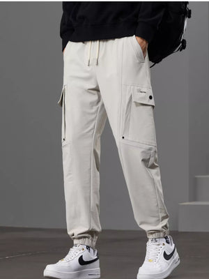 Light Gray with Men S Casual Cargo Pants With Drawstring Waist