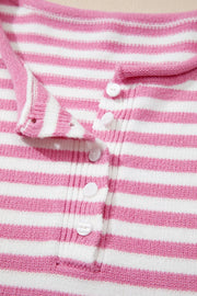 hot pink relaxed pullover sweater with henley