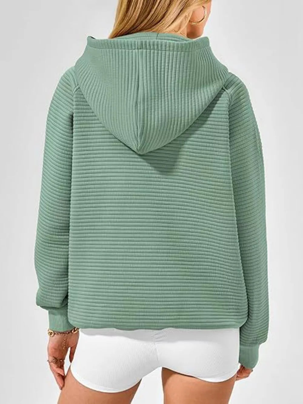 Texture Kangaroo Pocket Raglan Sleeve Hoodie in Pink with kangaroo pocket
