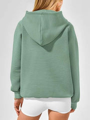Texture Kangaroo Pocket Raglan Sleeve Hoodie in Pink with kangaroo pocket