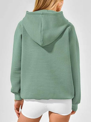 Texture Kangaroo Pocket Raglan Sleeve Hoodie in Pink with kangaroo pocket