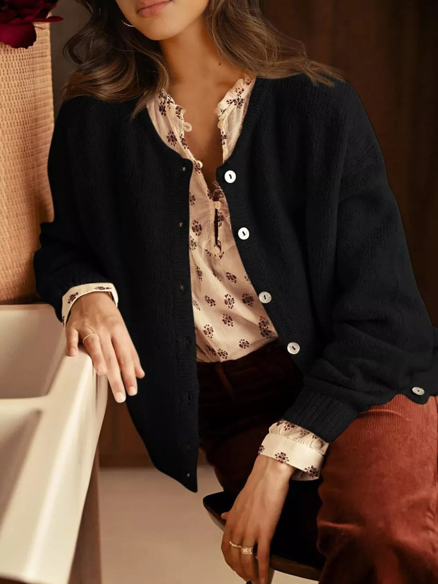 classic cardigan in Gray with v-neck
