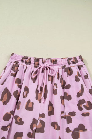 Drawstring Leopard Print Patch Pocket Pants option 5