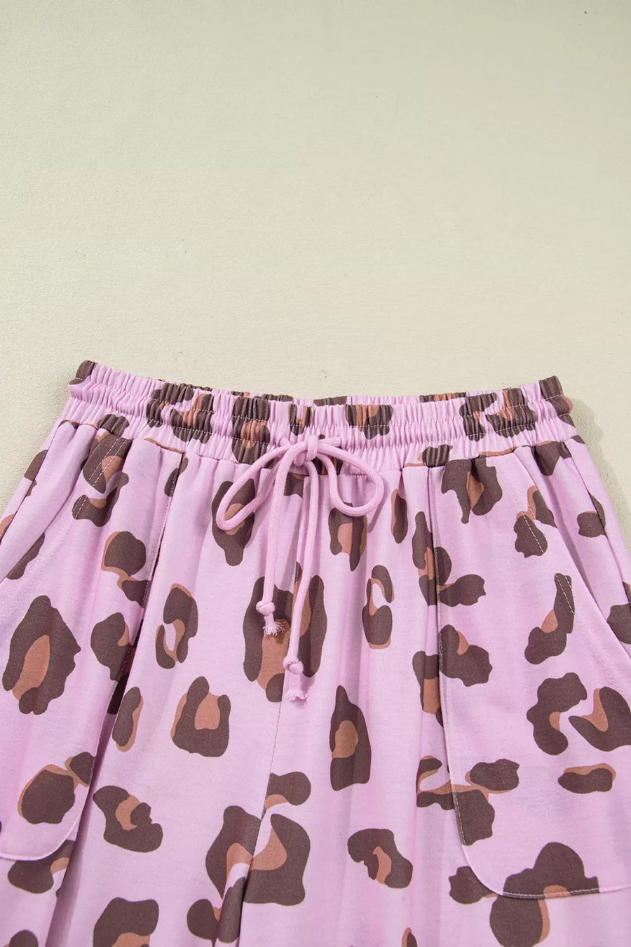 Drawstring Leopard Print Patch Pocket Pants option 5