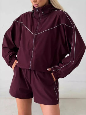 track jacket in Light Gray with contrast stitching and cropped