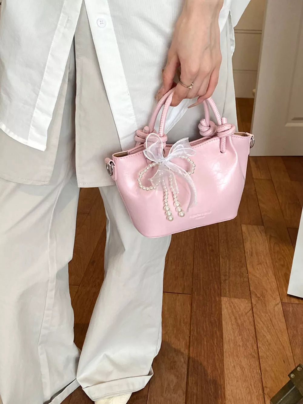 crossbody bag in Pink with bowknot and mini