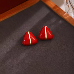 red earrings with mini and post-back