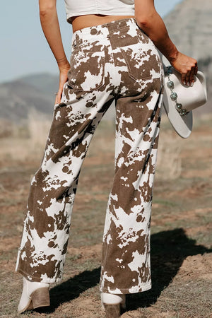 jeans in Dark Brown with abstract and pocketed