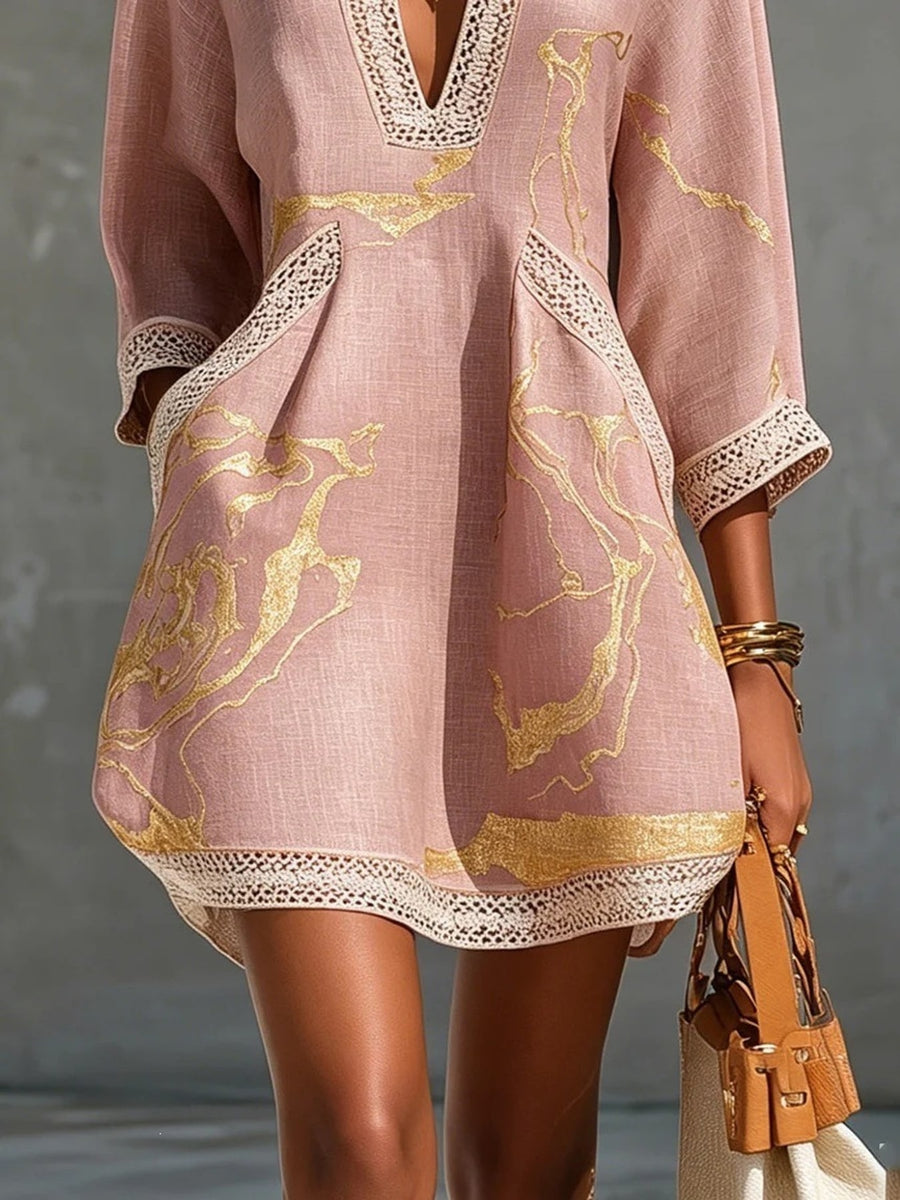 mini dress in cream with lace detail and mini