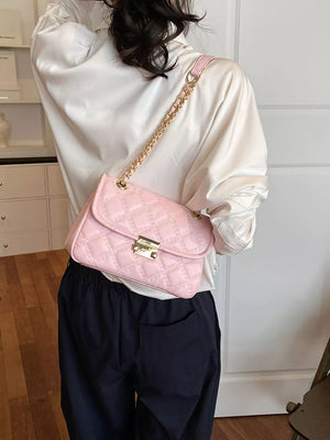 crossbody bag featuring quilted in Pink with PU Leather Imported Size &amp texture
