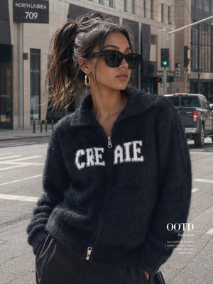 cardigan featuring letter graphic in White with 100% polyester Care instructions: Machine wash cold texture