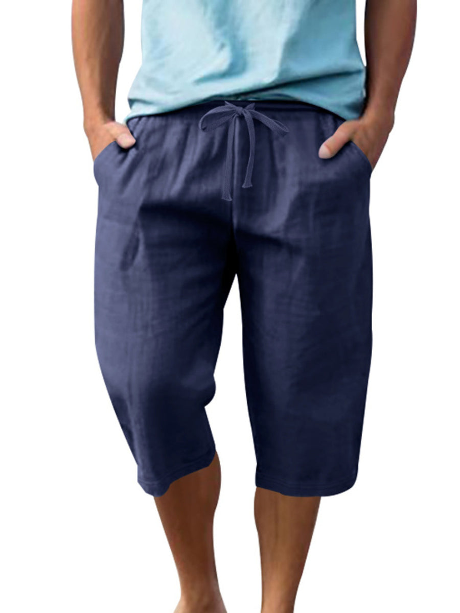Gray Men's Casual Drawstring Bermuda Shorts Plus Size
