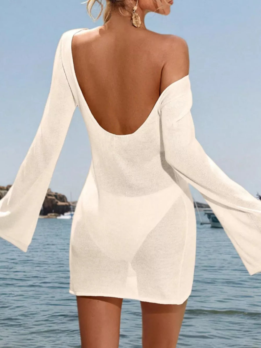 Apricot Long Sleeve Cover-up Dress