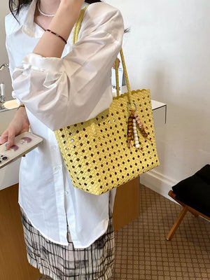 Cutout Leather Shoulder Bag in Green