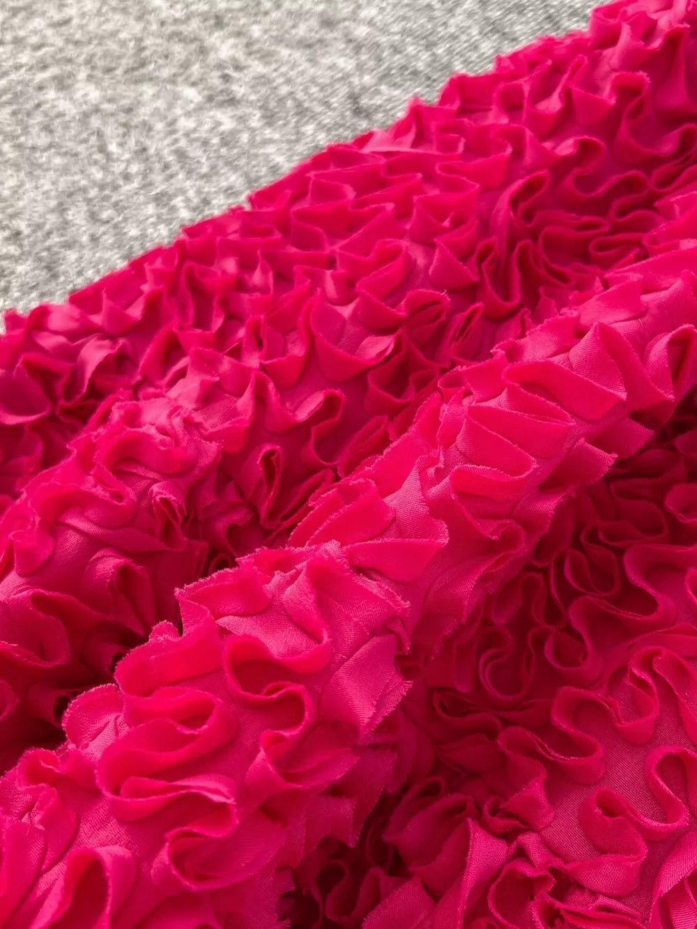 Rose Red Elegant 3d Lace Trim High-waist Midi Skirt