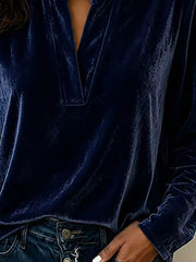 Dark Green blouse with hip-length and pullover