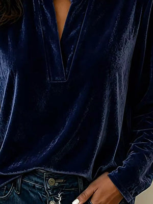 Dark Green blouse with hip-length and pullover