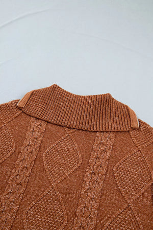 sweater dress in Caramel with cable-knit and mini