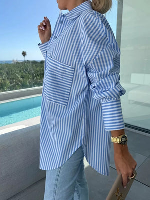 classic button-up shirt in light pink with collared