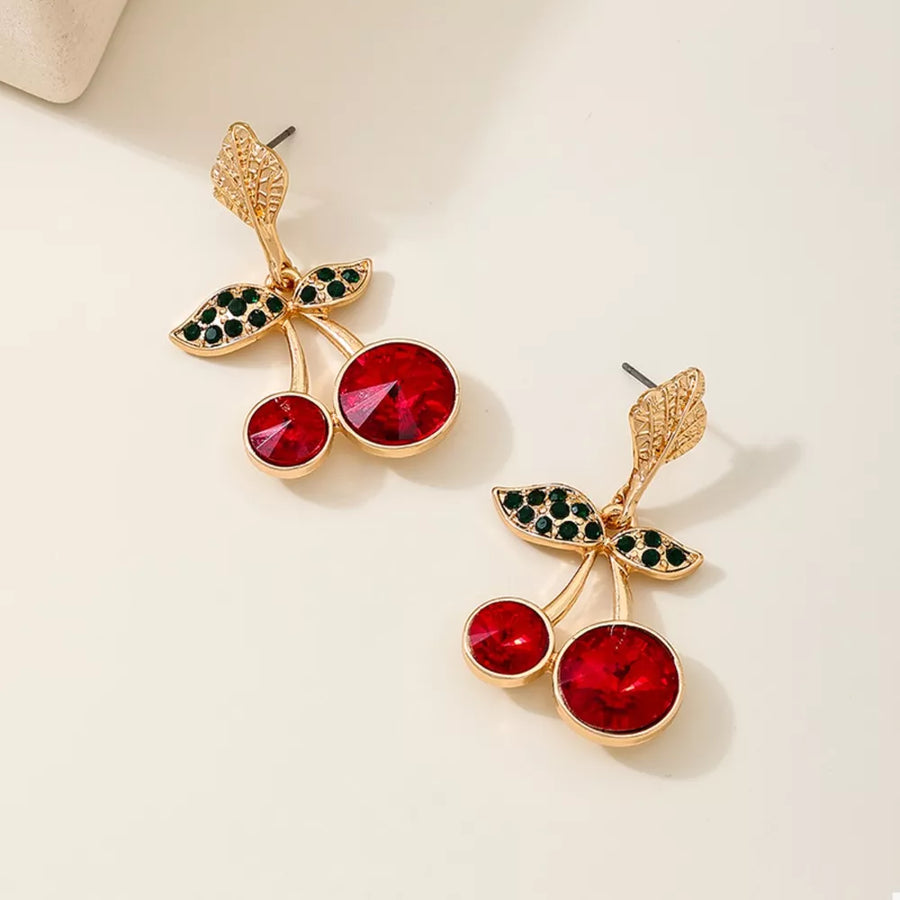 Red earrings with drop and post-back