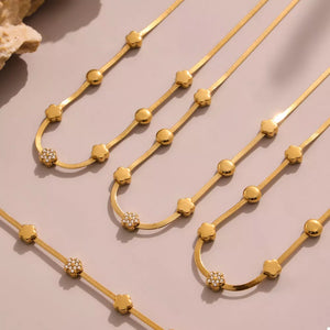 18K Gold-Plated, Stainless Steel, Zircon Care instructions: 1 necklace in Style B with layered silhouette