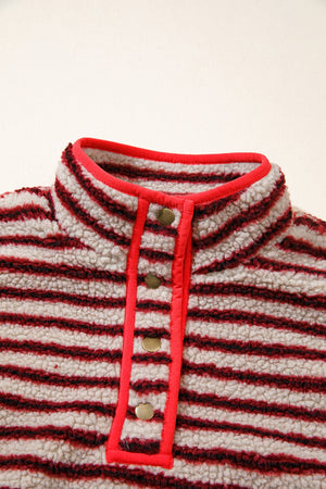 athleisure sweatshirt in Strawberry with henley