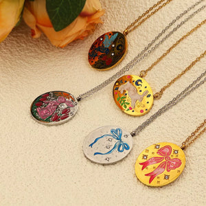 gold necklace with pictorial and null