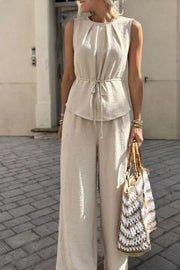 Pleated Sleeveless Top And Wide-leg Pants Set option 5