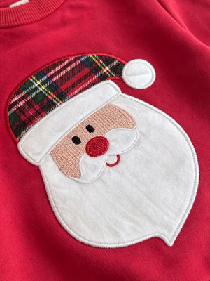 Red pajama set with hip-length, full-length and pullover