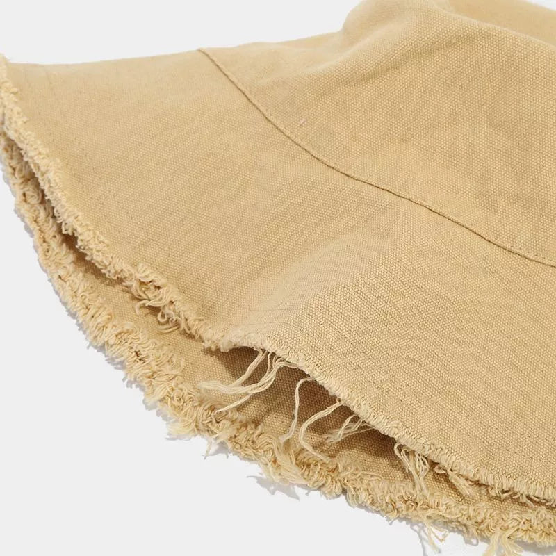 Frayed Edge Bucket Hat in Pale Pink with frayed