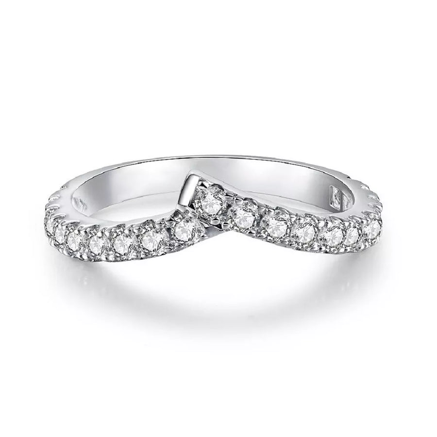 925 Sterling Silver Zircon Irregular Ring in silver with zircon embellishment