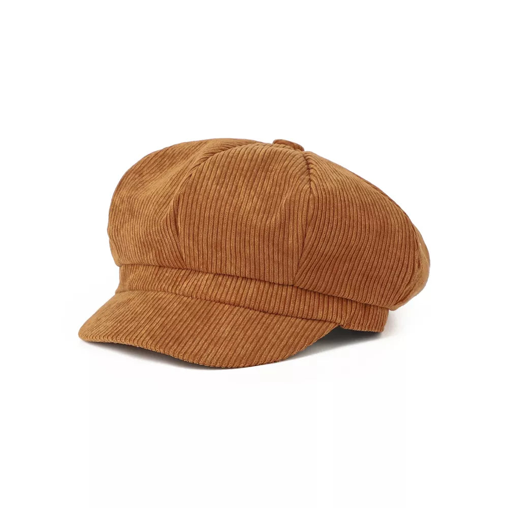 cap in camel featuring short brim and fitted fit