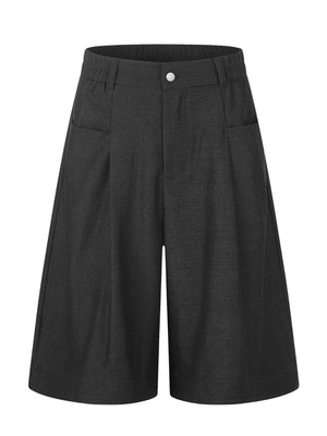 Men's Drawstring Wide-Leg Capris in indigo with pleated front