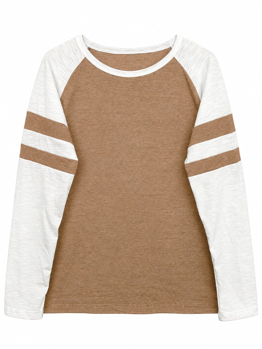 Color-Block Raglan Sleeve T-Shirt Plus Size in Green