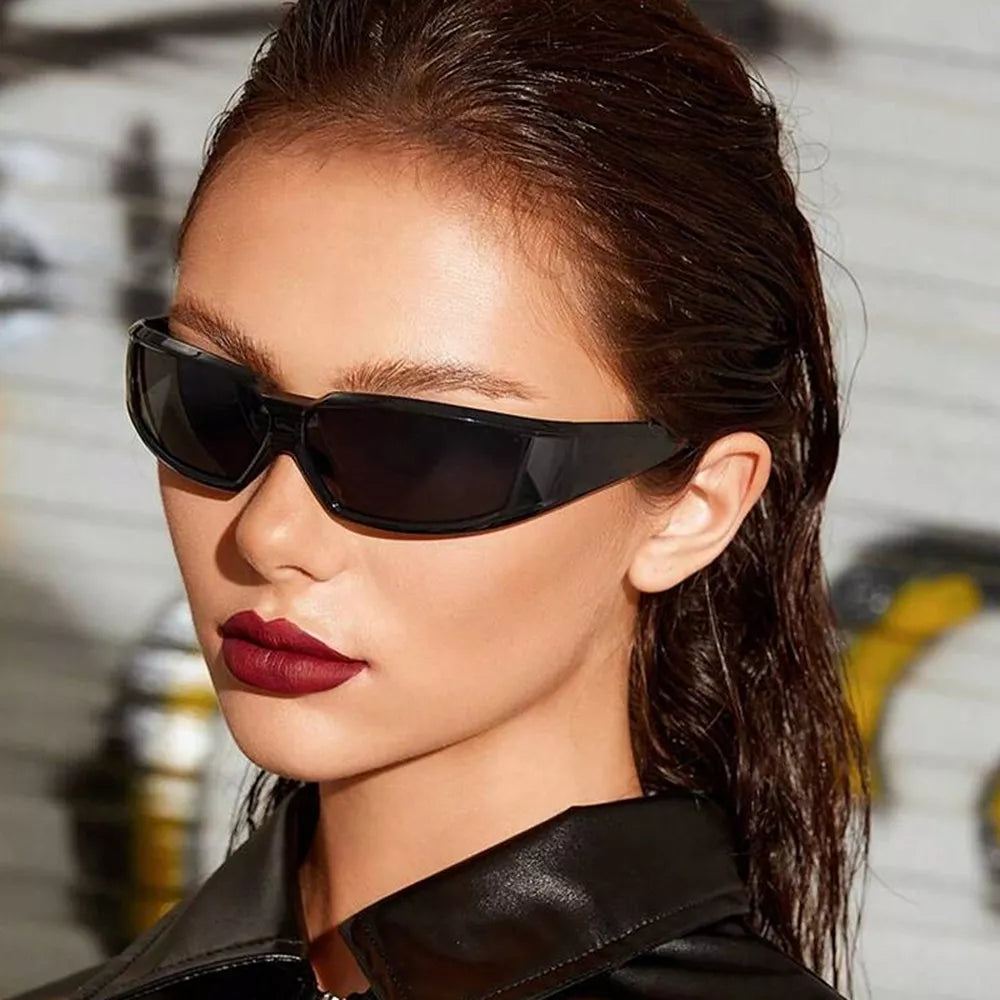sunglasses in black featuring UV400 protection and boxy fit