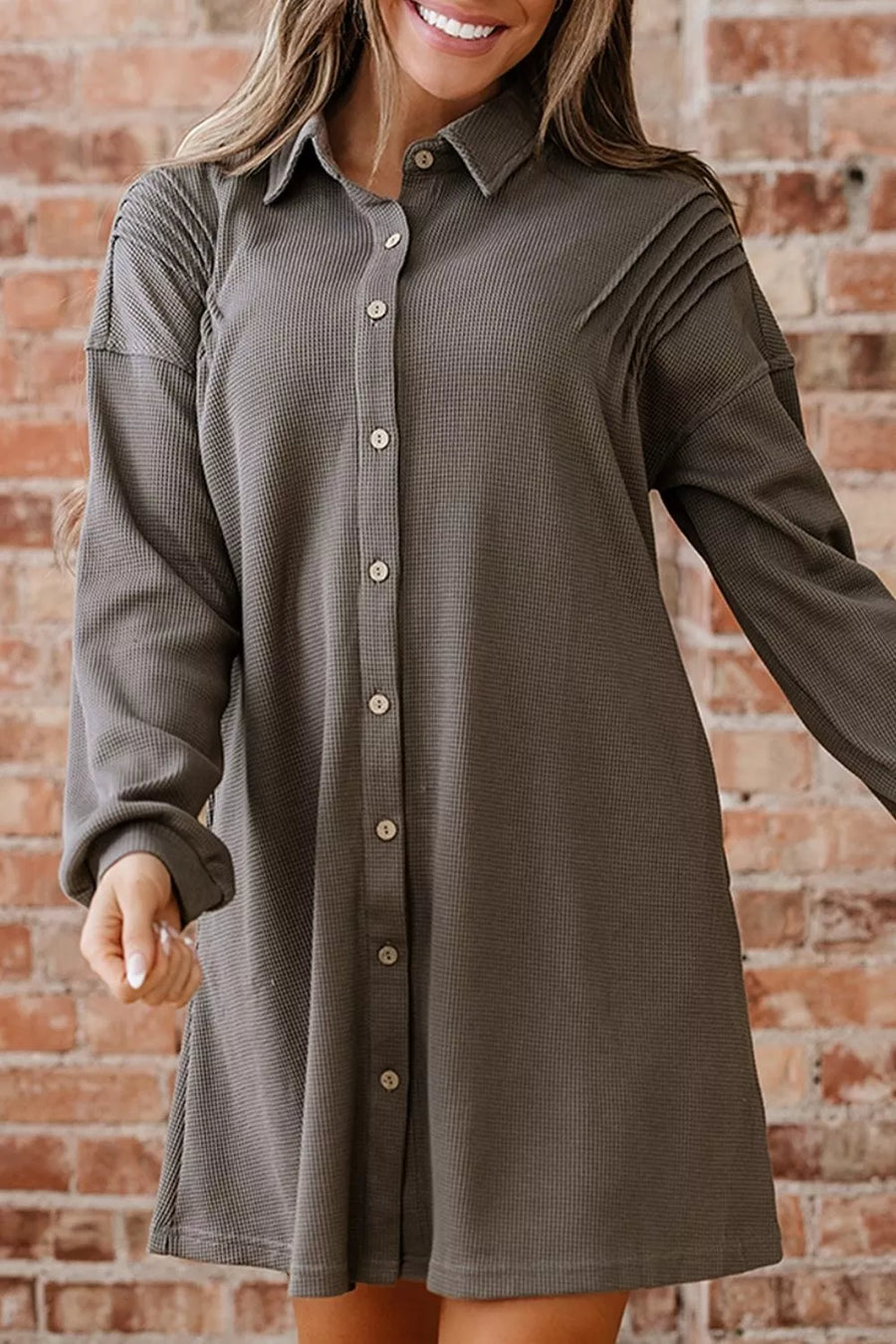 Casual Button-down Dress With Pockets option 7