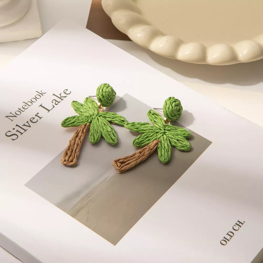 Stainless Steel, Raffia grass Care instructions: Imported Size &amp earrings in brown with straight silhouette