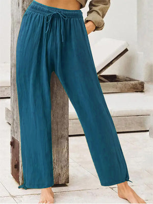 Full Size Casual Drawstring Wide-leg Pants in Dark Gray, view 16