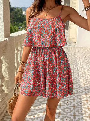 Floral Print Spaghetti Strap Romper option 5