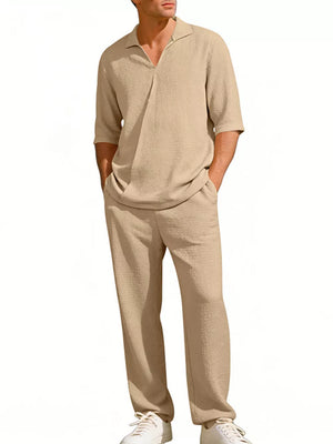 95%polyester, 5%spandex Care instructions: Machine wash cold lounge set in Sky Blue with relaxed silhouette
