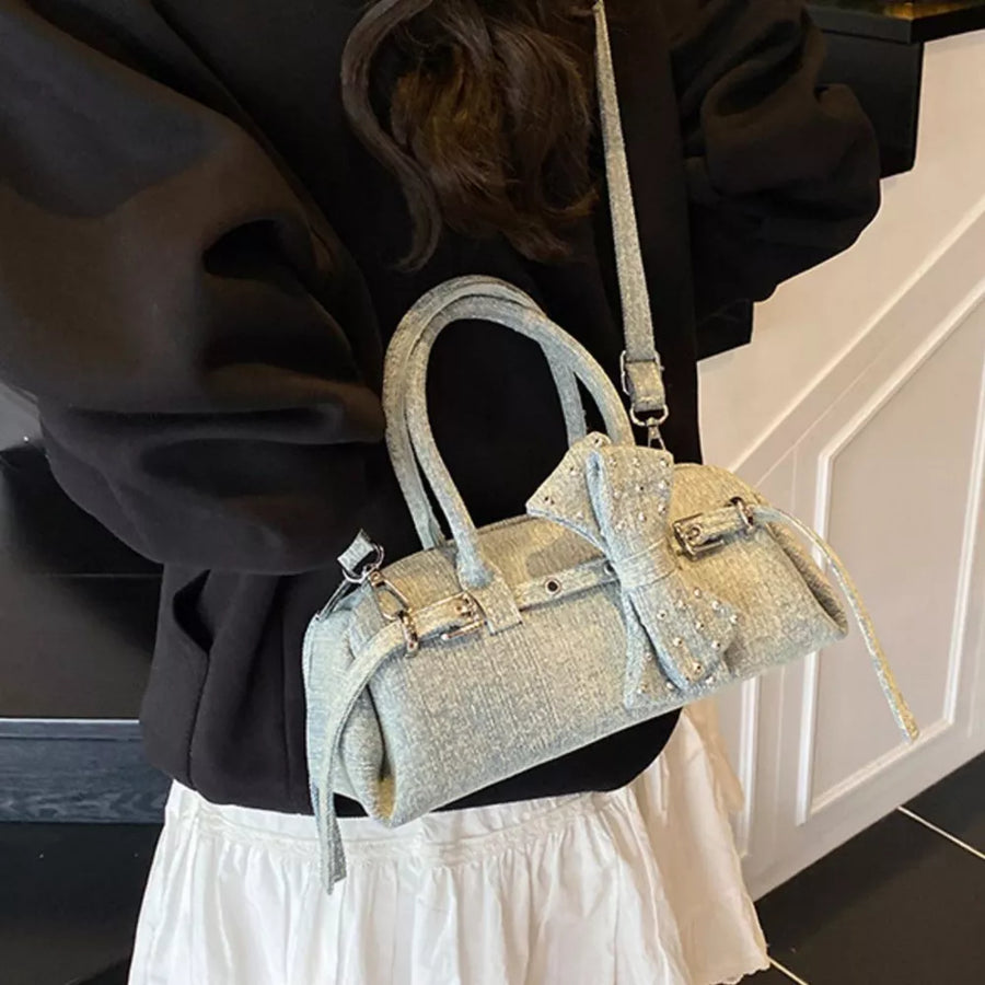 Denim Bow Accent Crossbody Bag option 10