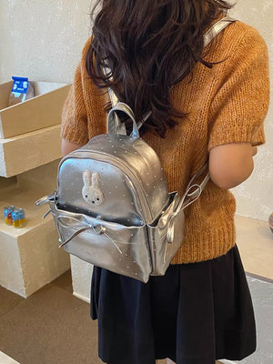 Silver backpack with mini and zip