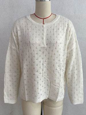 classic pullover sweater in Yellow with henley