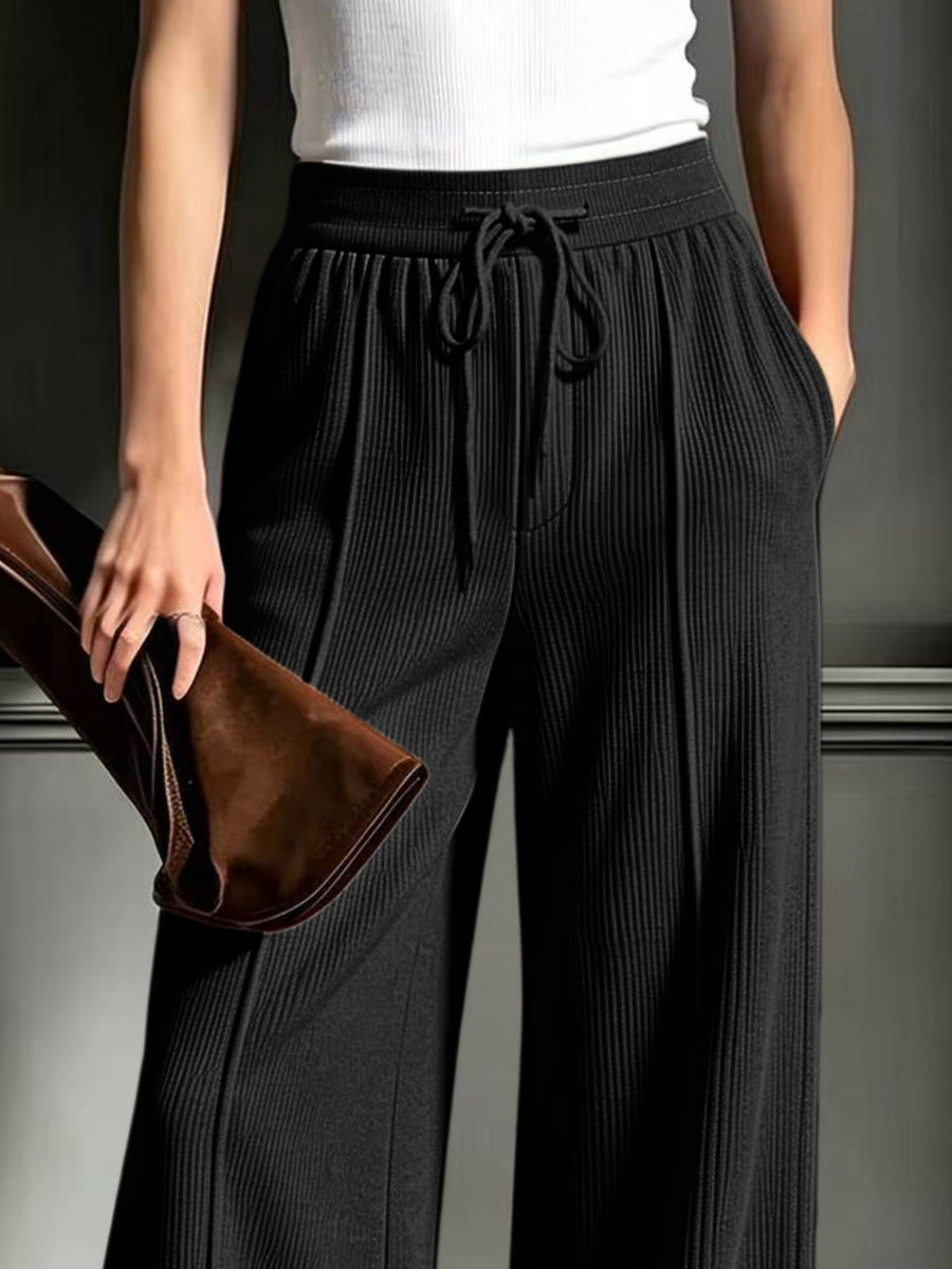 wide-leg pants featuring ribbed in Orange with 100% polyester Care instructions: Machine wash cold texture